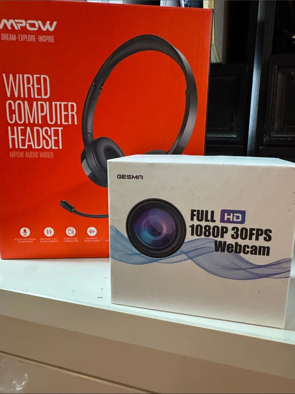 Wired Computer Headset - Black and HD webcam